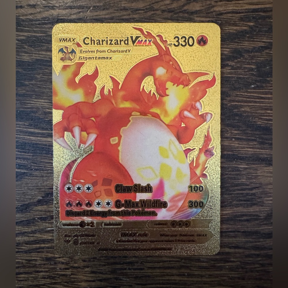 Pokemon Charizard VMAX Card - Gold and Red